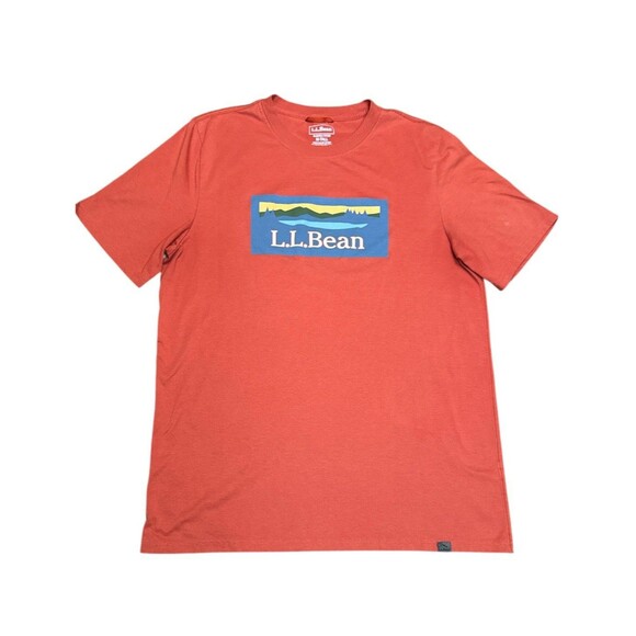 L.L. Bean Mens M-Tall Red Graphic T-Shirt Slightly Fitted Outdoor Nature Tee - Picture 1 of 5